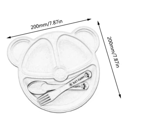 1 Set  Baby Feeding Tableware Bowl Spoon Fork Cartoon Bear - Image 2