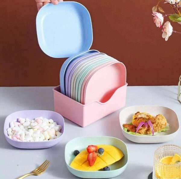 10Pcs Food Grade Plastic Plate with stand Multi-function